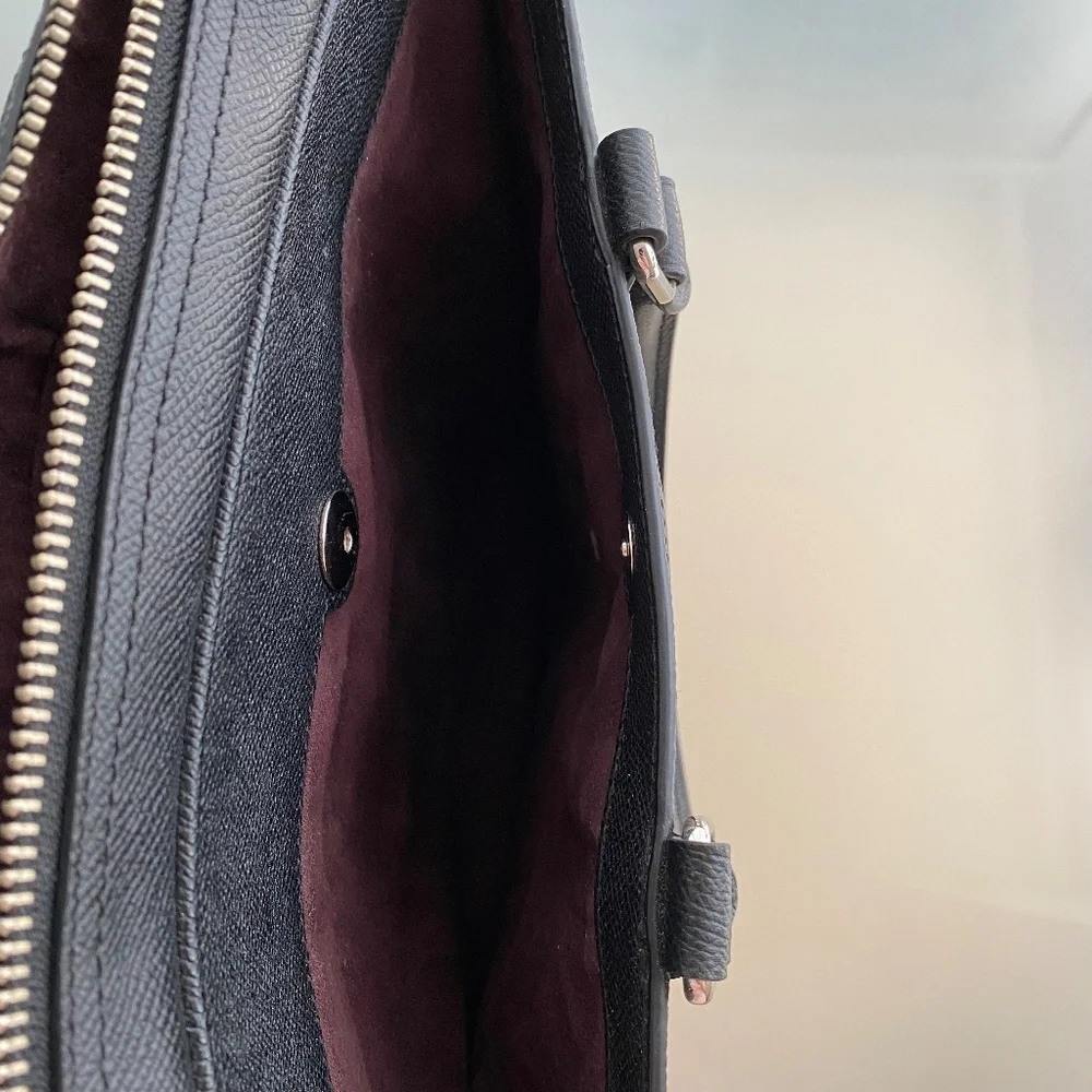 COACH - Black Saffiano Leather Metropolitan Slim Messenger Bag Briefcase GENUINE